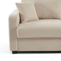 Canapé droit express SERVA 3 places velours côtelé beige