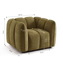 Fauteuil MATILDA 1 place tissu chenille vert