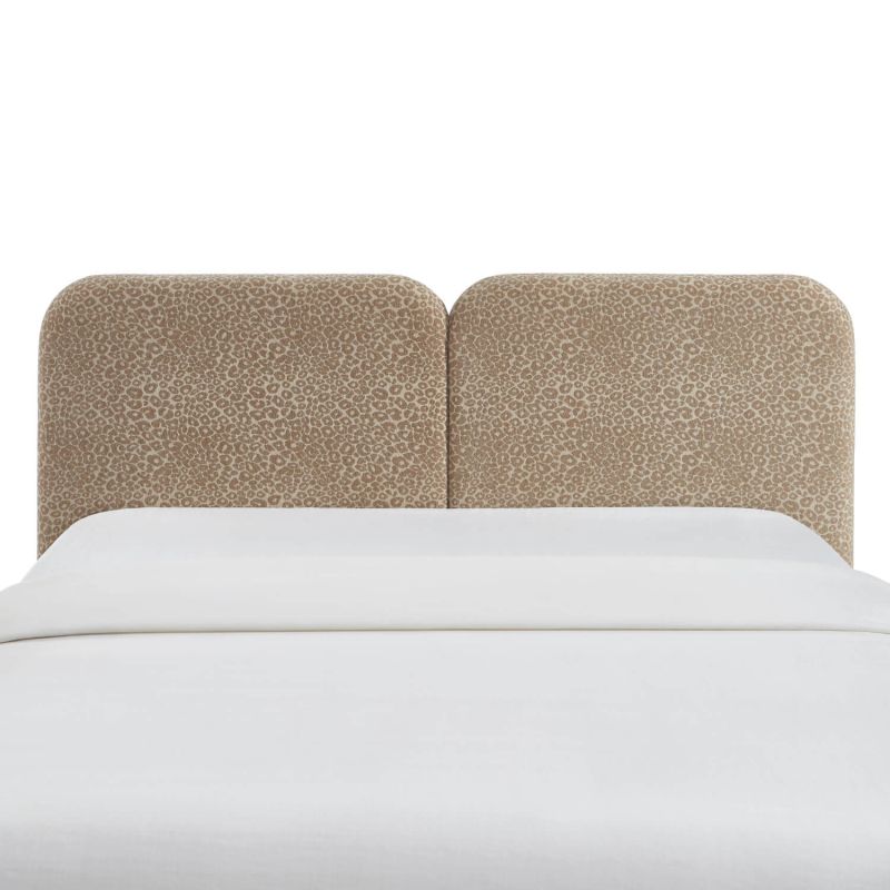 Tête de lit LOUISON tissu jacquard léopard beige 160cm