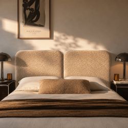 Tête de lit LOUISON tissu jacquard léopard beige 160cm
