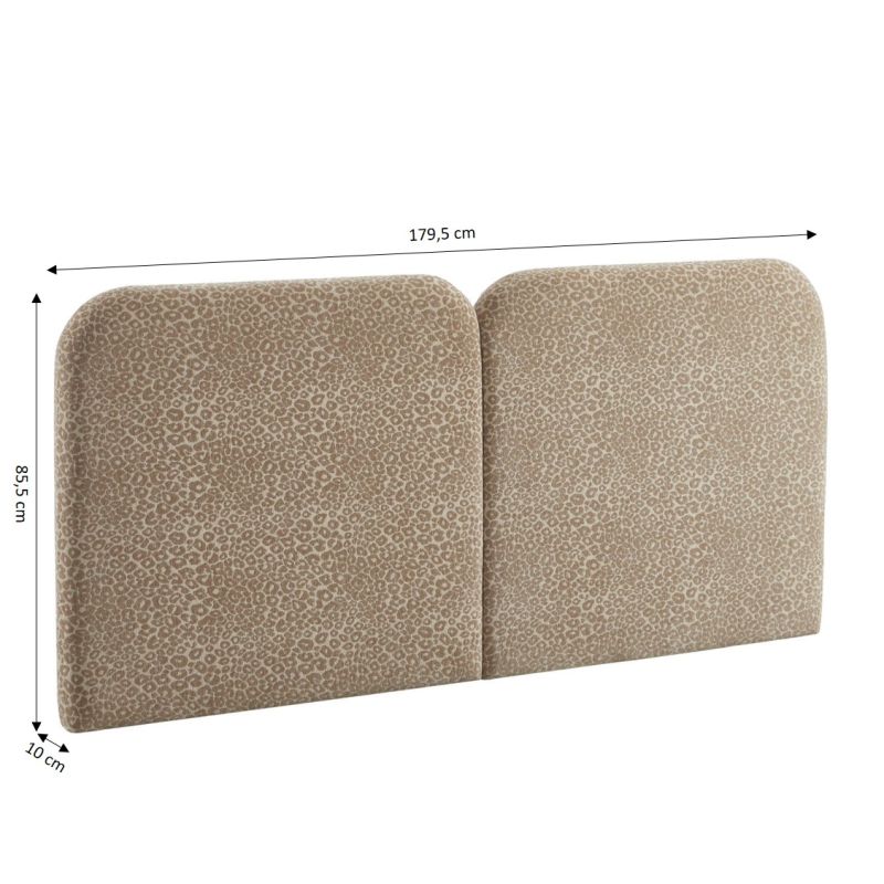 Tête de lit LOUISON tissu jacquard léopard beige 160cm