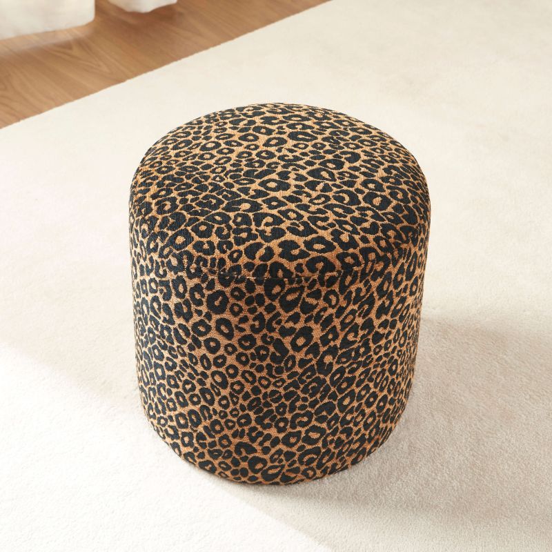 Pouf AWA tissu imprimé léopard noir