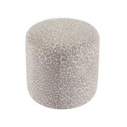 Pouf AWA tissu imprimé léopard gris