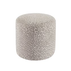 Pouf AWA tissu imprimé léopard gris