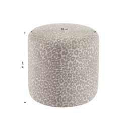 Pouf AWA tissu imprimé léopard gris