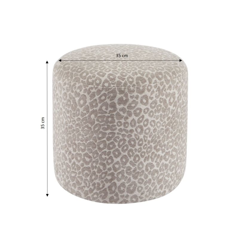 Pouf AWA tissu imprimé léopard gris
