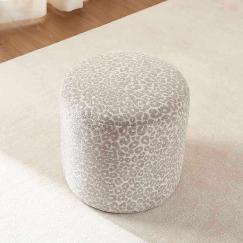 Pouf AWA tissu imprimé léopard gris