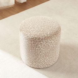 Pouf AWA tissu imprimé léopard beige