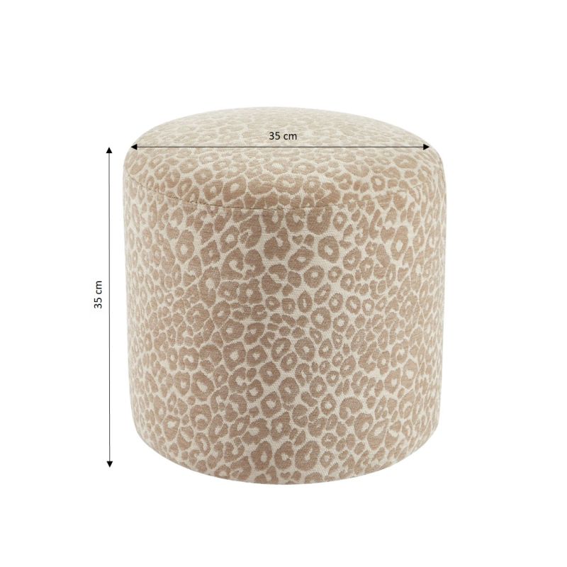 Pouf AWA tissu imprimé léopard beige