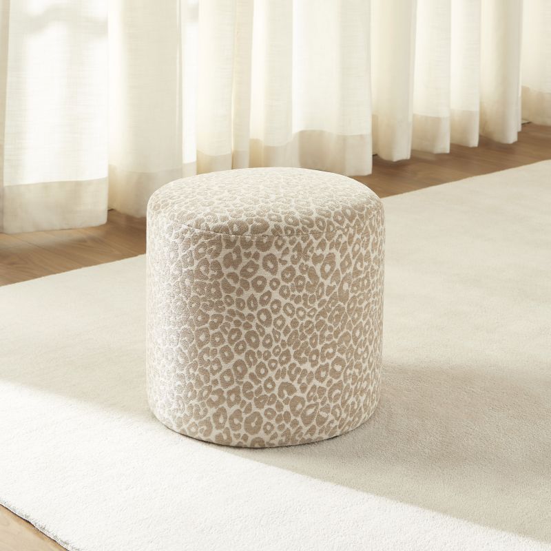 Pouf AWA tissu imprimé léopard beige