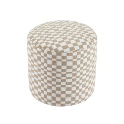 Pouf AWA tissu damier beige