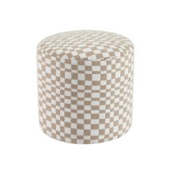 Pouf AWA tissu damier beige
