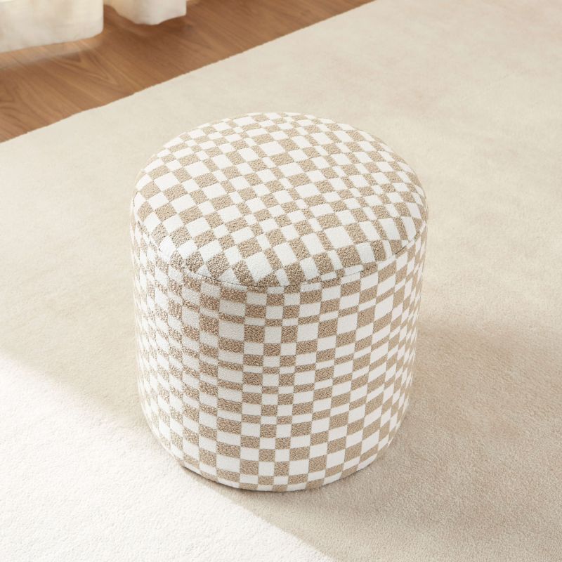 Pouf AWA tissu damier beige