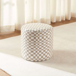 Pouf AWA tissu damier beige