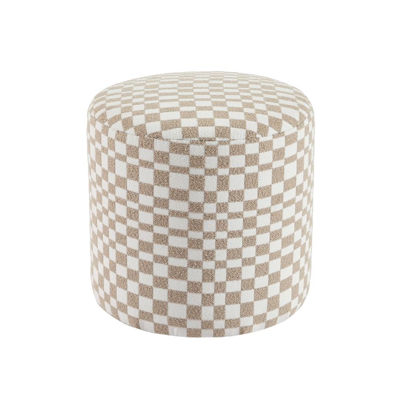 Pouf AWA tissu damier beige