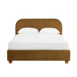 Lit coffre PILKA 140x190 tissu chenille bronze sommier inclus