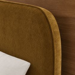 Lit coffre PILKA 140x190 tissu chenille bronze sommier inclus