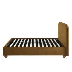Lit coffre PILKA 140x190 tissu chenille bronze sommier inclus