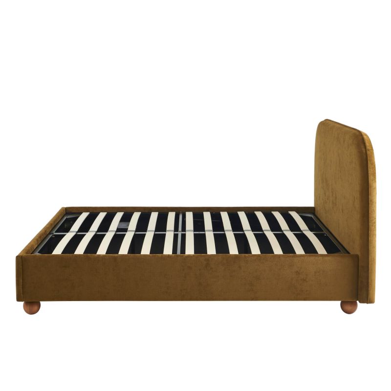 Lit coffre PILKA 160x200 tissu chenille bronze sommier inclus