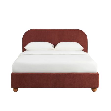 Lit coffre PILKA 160x200 tissu chenille bordeaux sommier inclus