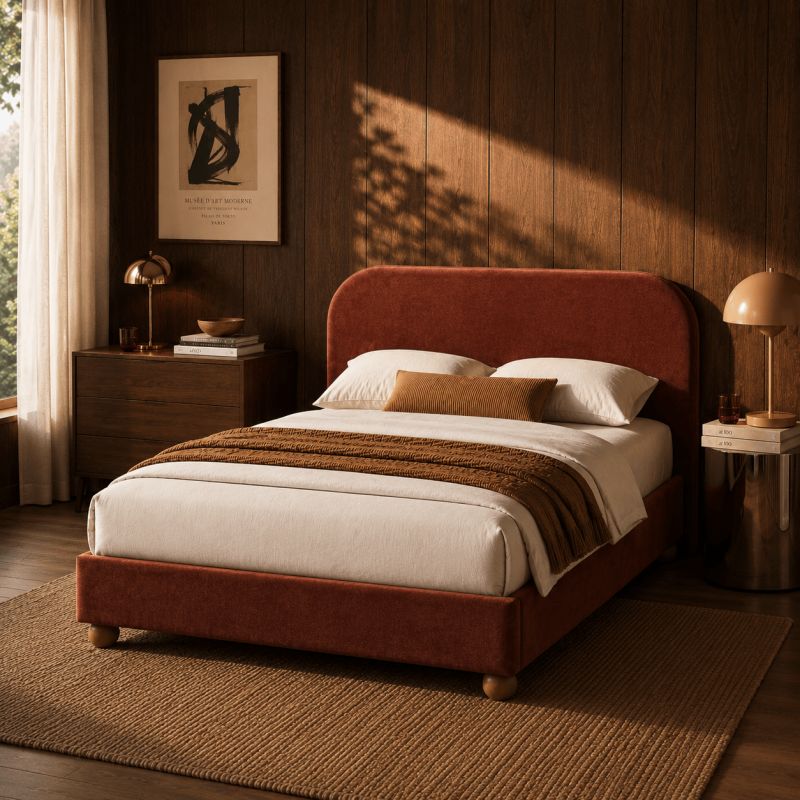 Lit coffre PILKA 160x200 tissu chenille bordeaux sommier inclus