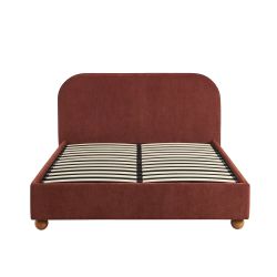 Lit coffre PILKA 160x200 tissu chenille bordeaux sommier inclus