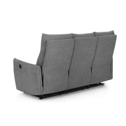 Canapé relax électrique MINOS 3 places tissu chenille gris