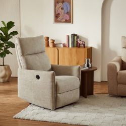 Fauteuil relax électrique MINOS 1 place tissu chenille beige