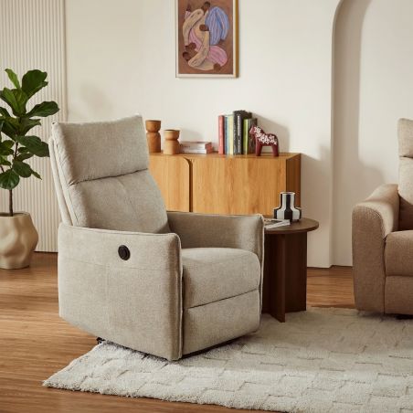 Fauteuil relax électrique MINOS 1 place tissu chenille beige