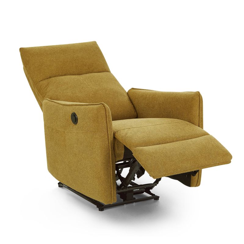 Fauteuil relax électrique MINOS 1 place tissu chenille moutarde