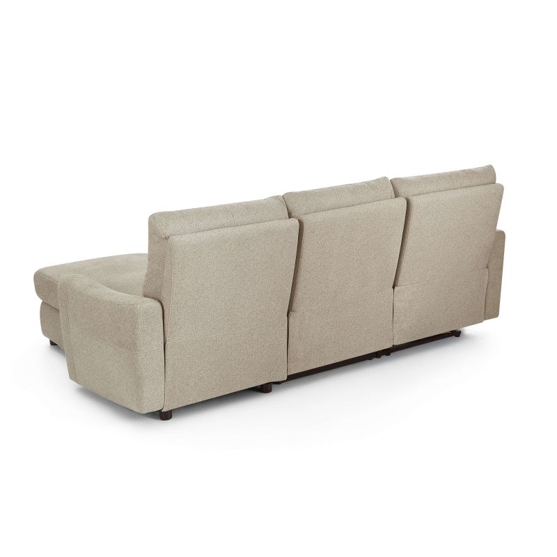 Canapé d'angle droit relax électrique HOROS 4 places tissu chenille beige