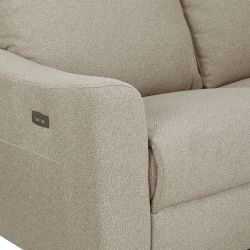 Canapé d'angle droit relax électrique HOROS 4 places tissu chenille beige