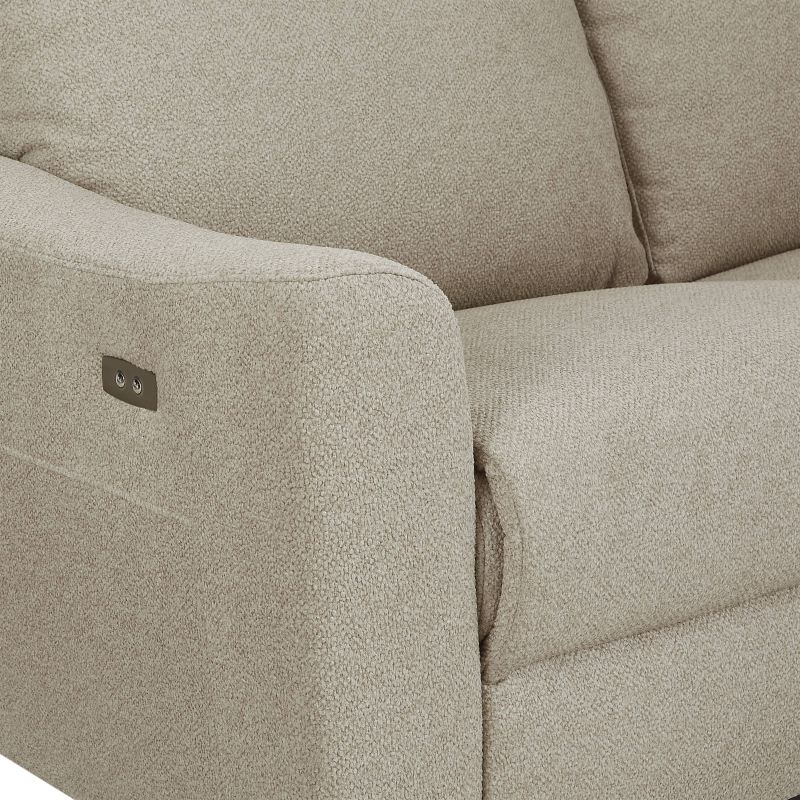 Canapé d'angle droit relax électrique HOROS 4 places tissu chenille beige