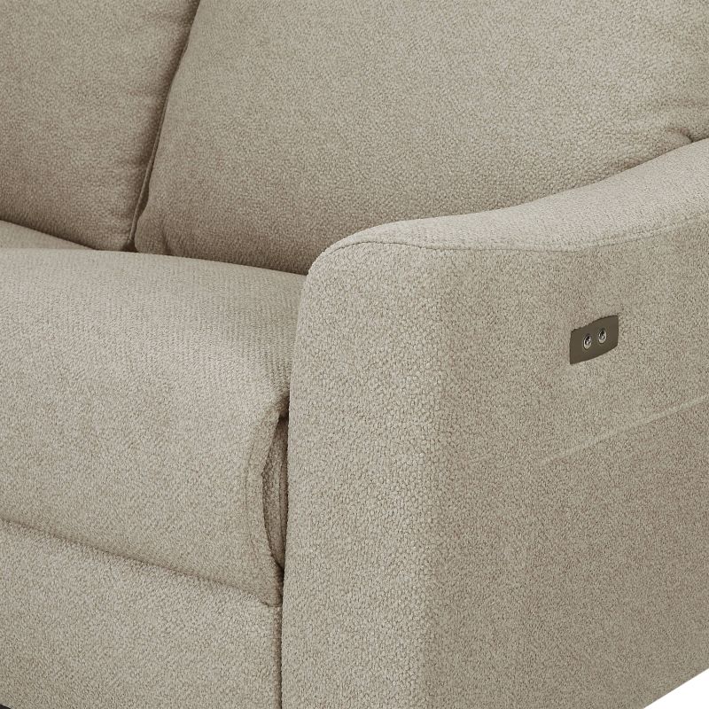 Canapé d'angle gauche relax électrique HOROS 4 places tissu chenille beige