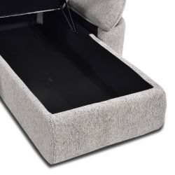 Canapé d'angle convertible et réversible LORMA 4 places tissu chenille tramé beige