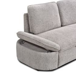 Canapé d'angle convertible et réversible LORMA 4 places tissu chenille tramé beige