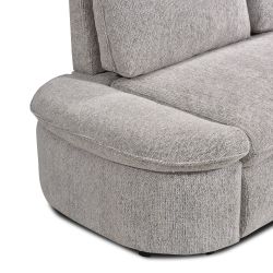 Canapé d'angle convertible et réversible LORMA 4 places tissu chenille tramé beige