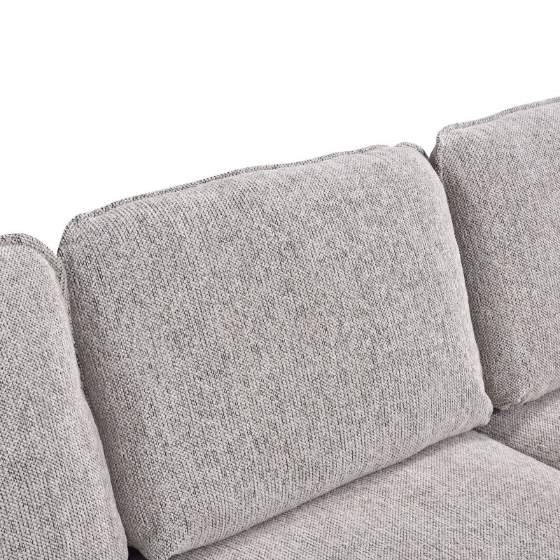 Canapé d'angle convertible et réversible LORMA 4 places tissu chenille tramé beige