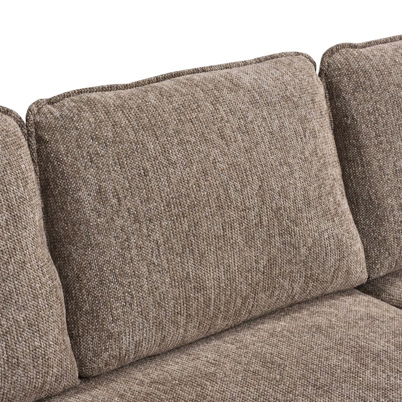 Canapé d'angle convertible et réversible LORMA 4 places tissu chenille tramé marron