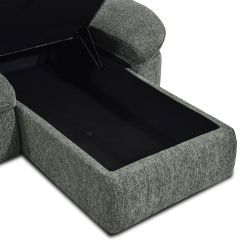 Canapé d'angle convertible et réversible LORMA 4 places tissu chenille tramé vert