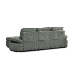 Canapé d'angle convertible et réversible LORMA 4 places tissu chenille tramé vert