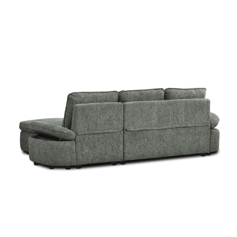 Canapé d'angle convertible et réversible LORMA 4 places tissu chenille tramé vert