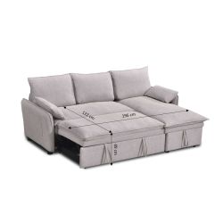Canapé d'angle convertible et réversible SABEA 4 places tissu beige