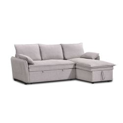 Canapé d'angle convertible et réversible SABEA 4 places tissu beige