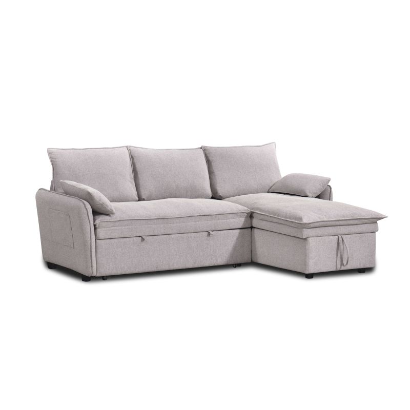 Canapé d'angle convertible et réversible SABEA 4 places tissu beige