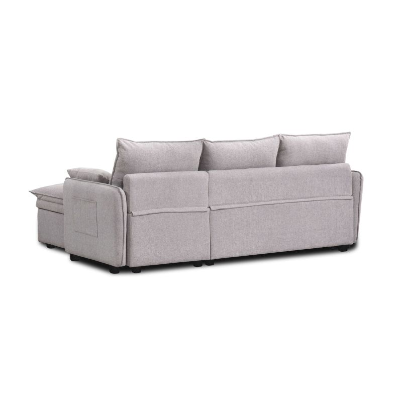 Canapé d'angle convertible et réversible SABEA 4 places tissu beige