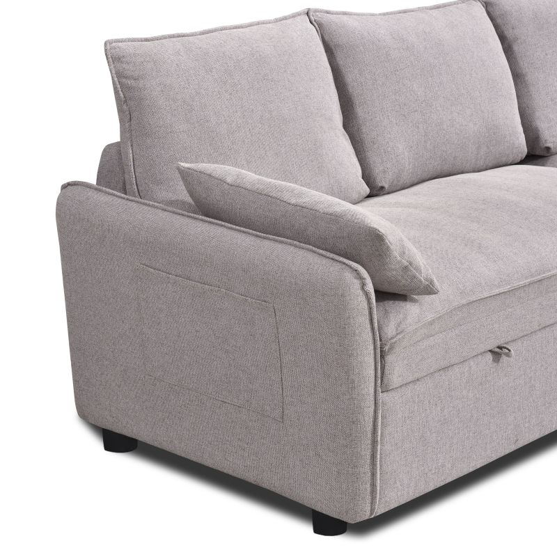 Canapé d'angle convertible et réversible SABEA 4 places tissu beige