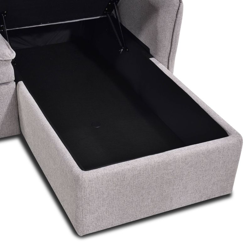 Canapé d'angle convertible et réversible SABEA 4 places tissu beige
