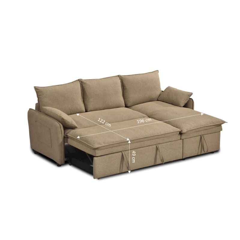 Canapé d'angle convertible et réversible SABEA 4 places tissu marron