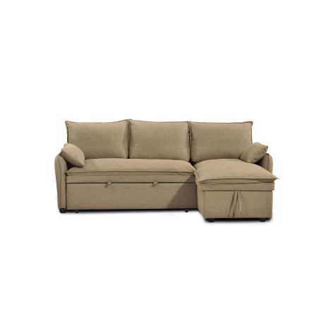 Canapé d'angle convertible et réversible SABEA 4 places tissu marron